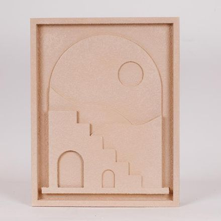 WALL DECOR HOUSE WOOD BEIGE 40x3x50.8cm