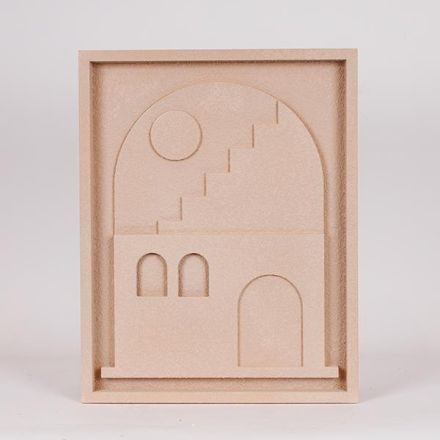 WALL DECOR WOOD HOUSE BEIGE 40x3x50.8cm