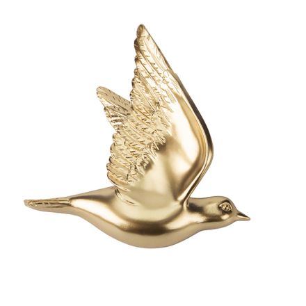 WALL DECORATIVE BIRD POLYRESIN GOLD 18.8x16.7x8.2cm