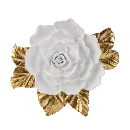 DECORATIVE WALL FLOWER POLYRESIN WHITE - GOLD 27.7x 23.8 x3.3cm