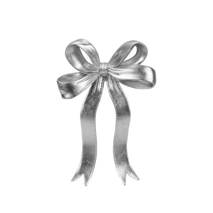 WALL DECORATIVE POLYRESIN BOW SILVER 25x3,3 x17,3cm