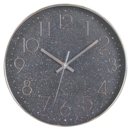 WALL CLOCK PLASTIC BLACK - GOLD 30x4.2x30cm