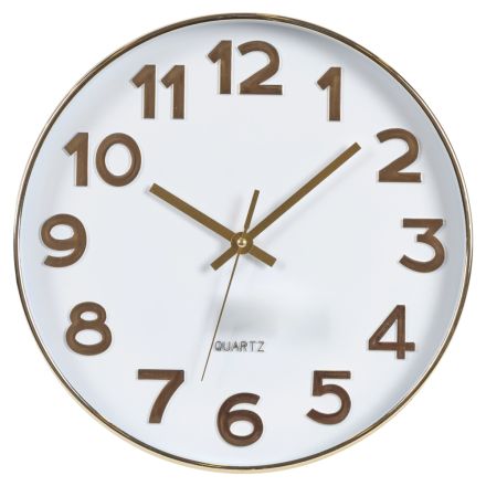 WALL CLOCK PLASTIC WHITE - GOLD 30x4.2x30cm