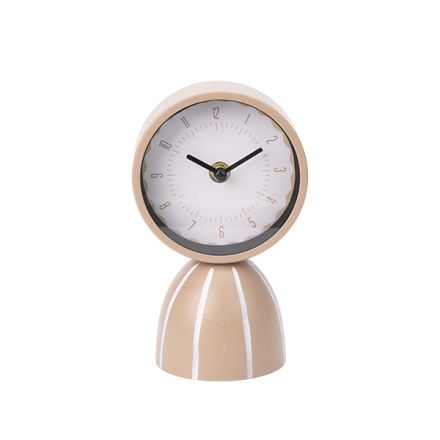 TABLE CLOCK CERAMIC BROWN - WHITE 15x8.5x19.5cm