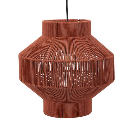PENDANT LAMP METALLIC - COTTON ROPE TERRACCOTA 30x30x28.5cm