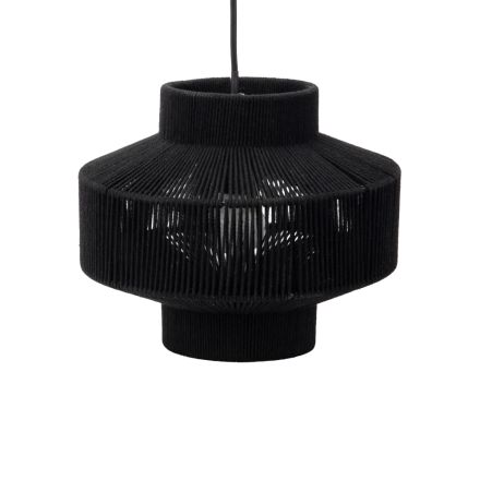 PENDANT LAMP METALLIC - COTTON ROPE BLACK 25.5x25.5x21.5cm