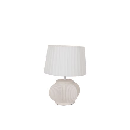 TABLE LAMP WITH LINEN SHADE CERAMIC WHITE 28x24x43cm