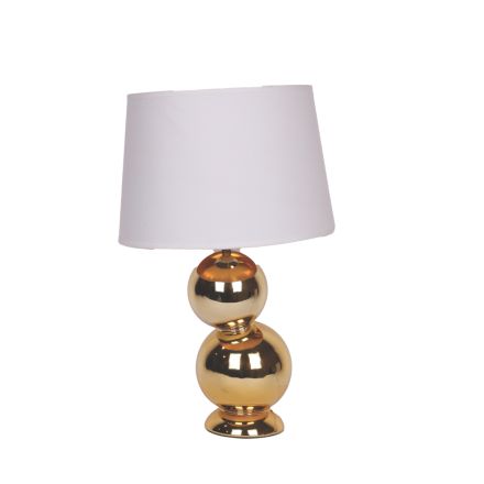TABLE LAMP WITH LINEN SHADE CERAMIC GOLD - WHITE 30x48cm