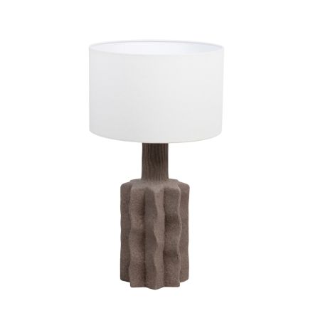 TABLE LAMP WITH WHITE COTTON SHADE CERAMIC GREY 32x32x56cm