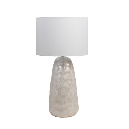 TABLE LAMP WITH FABRIC SHADE CERAMIC WHITE 35x35x67cm