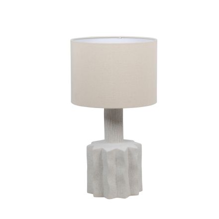 TABLE LAMP WITH FABRIC SHADE CERAMIC WHITE 28x28x49cm