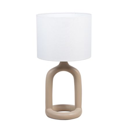 ΕΠΙΤΡΑΠΕΖΙΟ ΦΩΤΙΣΤΙΚΟ ΜΕ ΥΦΑΣΜΑΤΙΝΟ ΛΕΥΚΟ ΚΑΠΕΛΟ ΡΕΖΙΝ ΜΠΕΖ 32x32x62cm