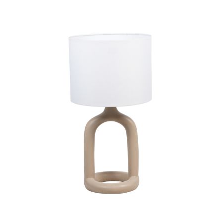 TABLE LAMP WITH WHITE FABRIC SHADE RESIN BEIGE 32x32x62cm