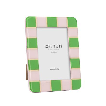 PHOTO FRAME (10x15) WOODEN GREEN - PINK - GOLD 14.5x1x19.5cm