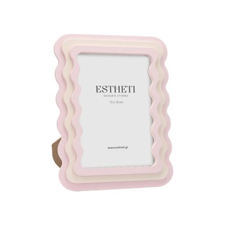 PHOTO FRAME (13x18) WOODEN BEIGE - PINK 18x1.5x23cm