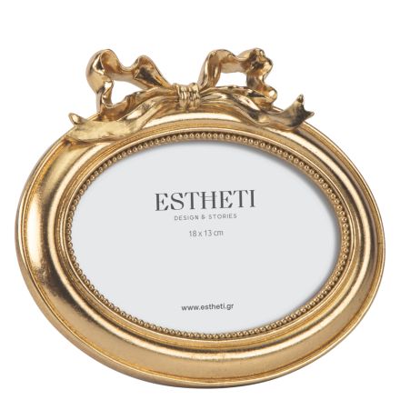 PHOTO FRAME (15x10) WALL WITH BOW POLYRESIN GOLD 21.4x2x18.9cm