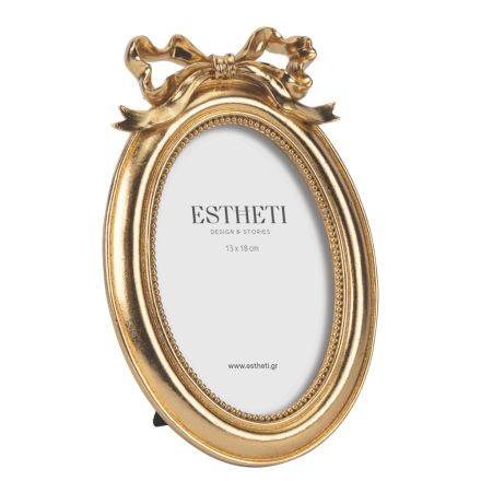 PHOTO FRAME (13x18) WALL WITH BOW POLYRESIN GOLD 16.5x1.7x24cm