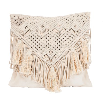 CUSHION WITH FILLER MACRAME BEIGE 45x45cm