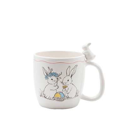 EASTER MUG WITH RABBITS CERAMIC WHITE 12x16.2cm