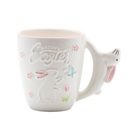 EASTER MUG WITH RABBIT HANDLE CERAMIC WHITE 13.1x9.1x10cm