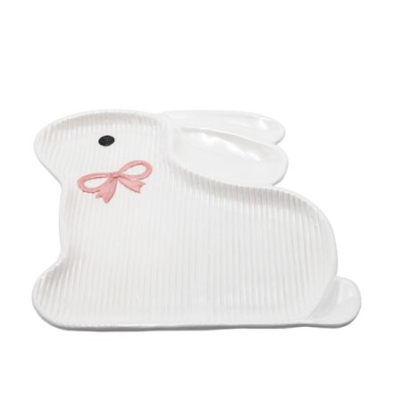 ΔΙΑΚΟΣΜΗΤΙΚΟ ΠΑΣΧΑΛΙΝΟ ΠΙΑΤΟ ΛΑΓΟΣ ΚΕΡΑΜΙΚΟ ΛΕΥΚΟ - ΡΟΖ 26.8x25.2x2.4cm