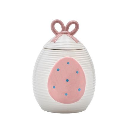 DECORATIVE EASTER JAR RABBIT CERAMIC WHITE - PINK 15.4x15.8x22.1cm