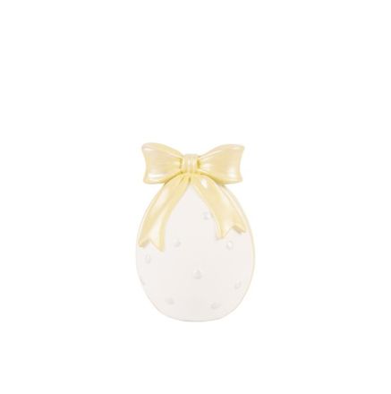 EASTER EGG POLYRESIN WITH YELLOW BOW WHITE 5x5x8cm