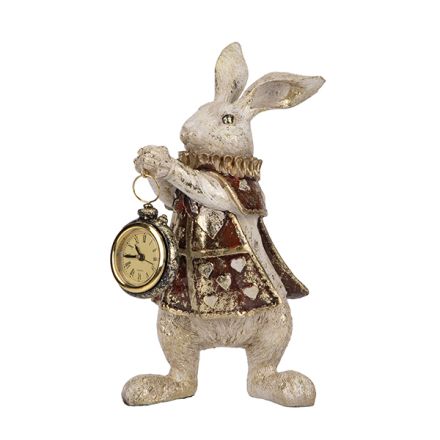 ΠΑΣΧΑΛΙΝΟΣ ΛΑΓΟΣ ΜΕ ΡΟΛΟΙ ΠΟΛΥΡΕΖΙΝ ΛΕΥΚΟΣ - ΧΡΥΣΟΣ 13x14x30cm