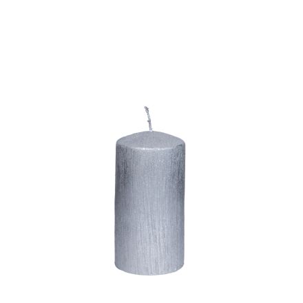 CANDLE SILVER RUSTIC 7x10cm