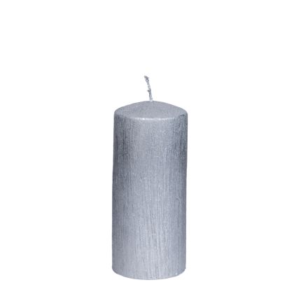 CANDLE SILVER RUSTIC 7x14cm