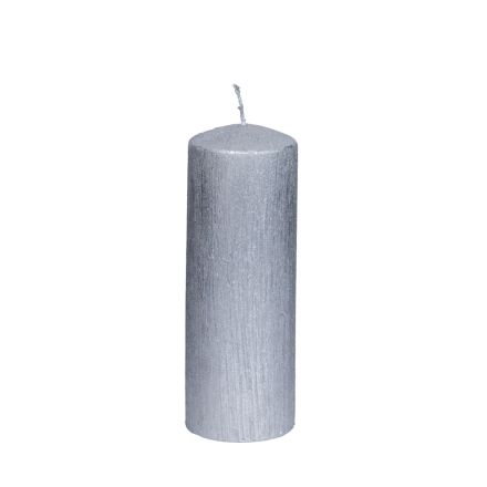 CANDLE SILVER RUSTIC 7x18cm