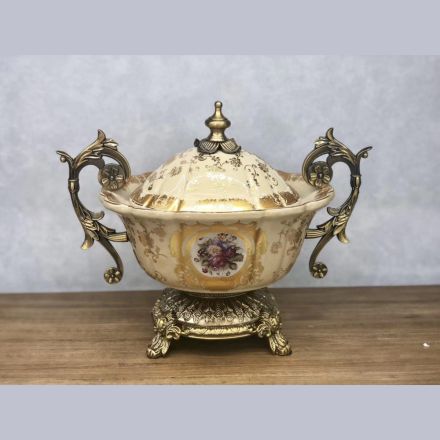 ΦΟΝΤΑΝΙΕΡΑ ΠΟΡΣΕΛΑΝΙΝΗ ΜΠΕΖ - ΧΡΥΣΗ 35x21x30cm