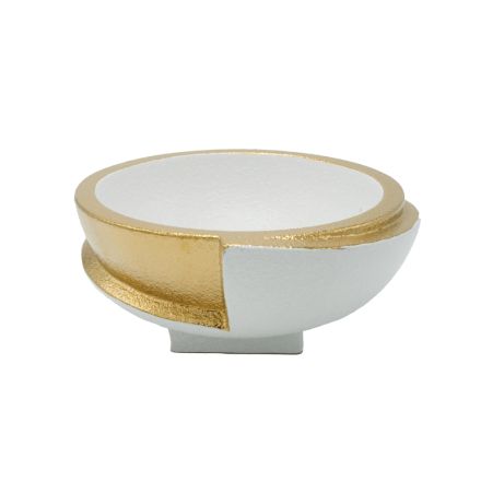 DECORATIVE BOWL CERAMIC WHITE - GOLD 23.5x23x10.5cm