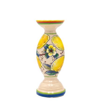CANDLE HOLDER CERAMIC BEIGE-WITH LEMONS 10x10x25cm