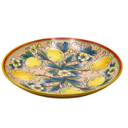 DECORATION PLATE CERAMIC BEIGE-WITH LEMONS 36.3x36.3x6cm