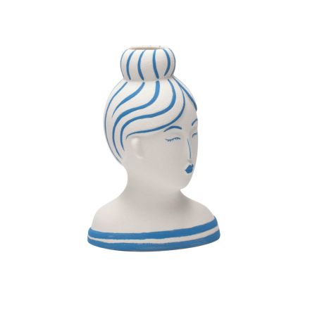 VASE PORCELAIN WHITE-LIGHT BLEU 13.2x9x19cm