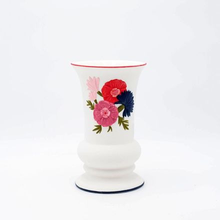 ΒΑΖΟ ΠΟΡΣΕΛΑΝΗ ΛΕΥΚΟ-ΜΕ ΛΟΥΛΟΥΔΙΑ 14.5x13.8x22.5cm