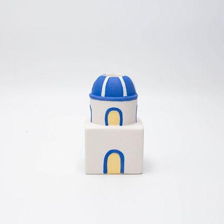 ΔΙΑΚΟΣΜΗΤΙΚΟ ΣΠΙΤΑΚΙ ΜΕ LED ΠΟΡΣΕΛΑΝΗ ΛΕΥΚΟ-ΜΠΛΕ 8.4x8.4x20.5cm