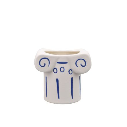 VASE PILLAR PORCELAIN WHITE-BLUE 17x11.6x14.6cm