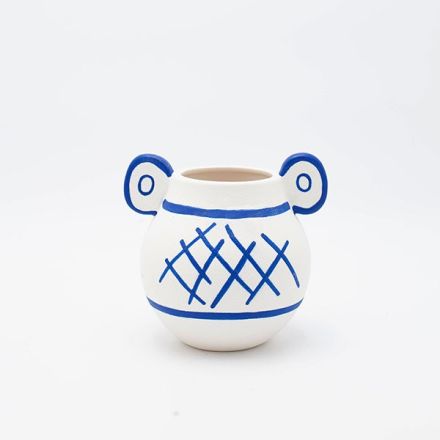 ΒΑΖΟ ΠΟΡΣΕΛΑΝΗ ΛΕΥΚΟ - ΜΠΛΕ 15.9x13.5x15.3cm