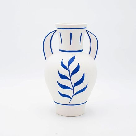 ΒΑΖΟ ΠΟΡΣΕΛΑΝΗ ΛΕΥΚΟ-ΜΠΛΕ 15.2x14.5x21.3cm