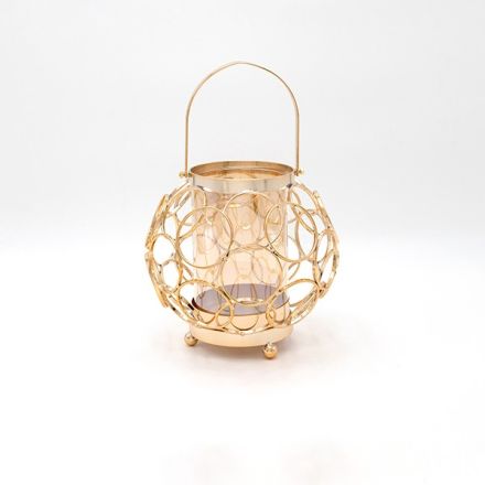 LANTERN METAL GOLD 18x19cm