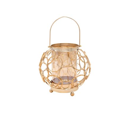 LANTERN METAL GOLD 18x19cm
