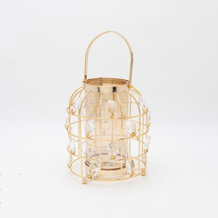 LANTERN  METAL GOLD 20x22cm