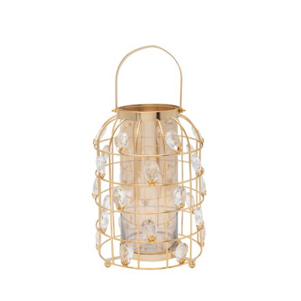 LANTERN METAL GOLD 20x27cm