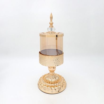 SWEET JAR GLASS WITH METAL GOLD 15x40cm