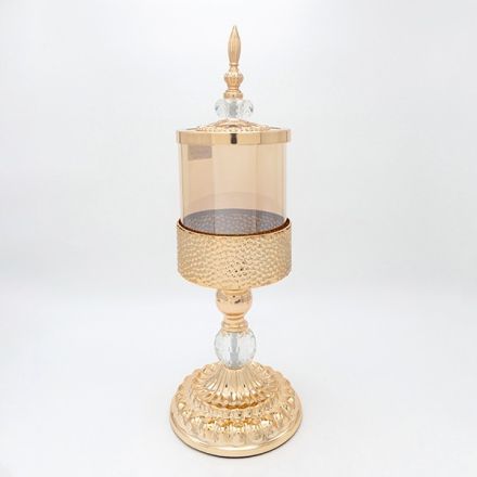 SWEET JAR GLASS WITH METAL GOLD 15x45cm