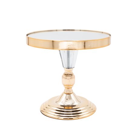 CAKE STAND WITH MIRROR METAL GOLD 20x20cm
