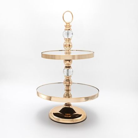 SERVICE STAND 2 LEVELS METAL GOLD 30x50cm