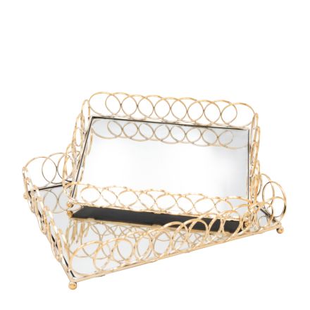 S/2 ΔΙΣΚΟΣ ΜΕΤΑΛΛΙΚΟΣ ΜΕ ΚΑΘΡΕΦΤΗ ΧΡΥΣΟ 36x26cm/ 31x20cm